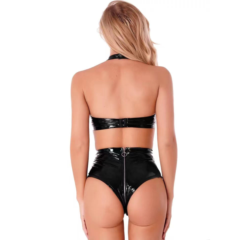 مثير أسود لامعة بولي اللاتكس م - مراجعة Minimizer Bra Women وسعره